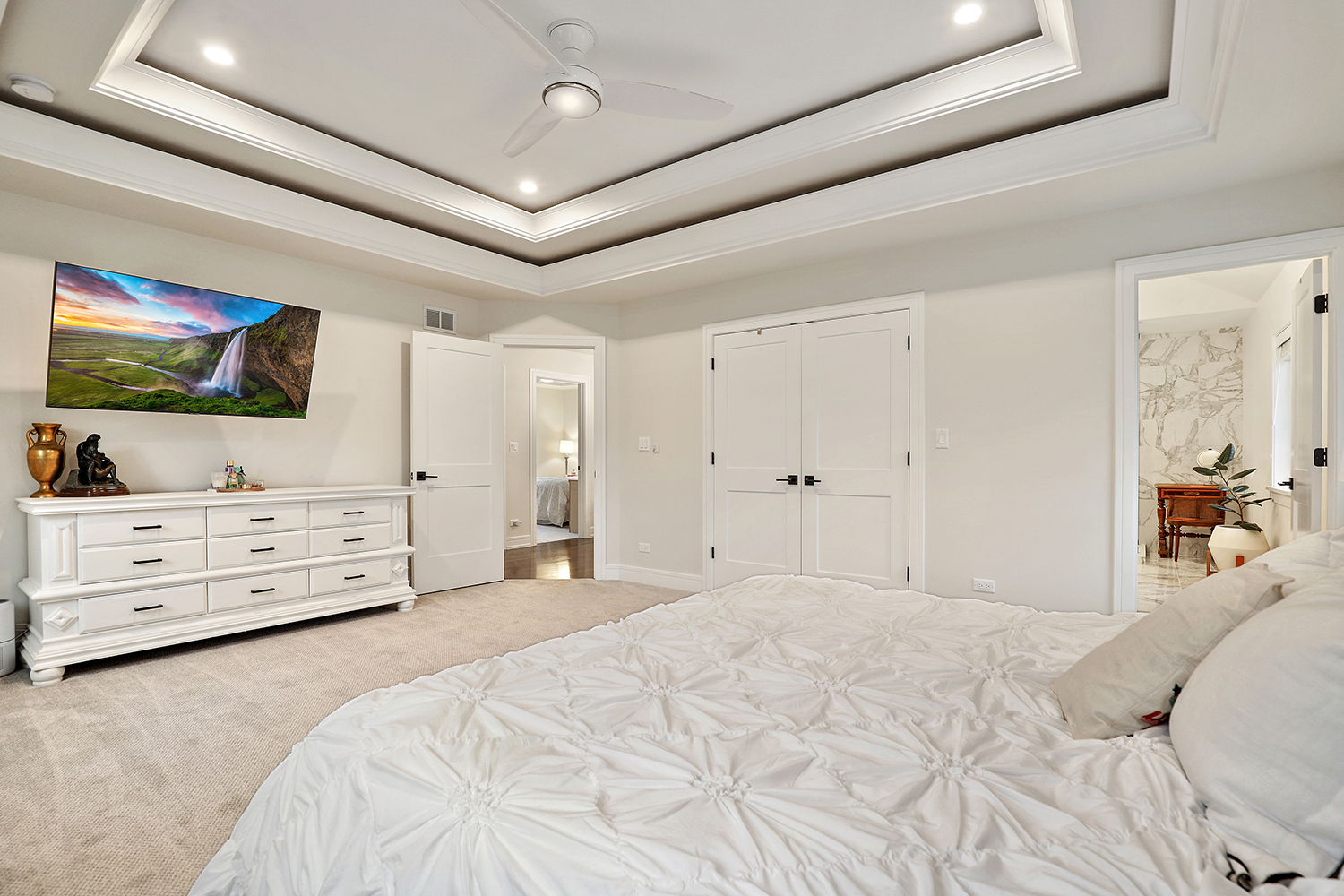8318 West 91st Street Hickory Hills, IL 60457 - Photo 11 of 29 a bedroom with furniture and flat screen tv