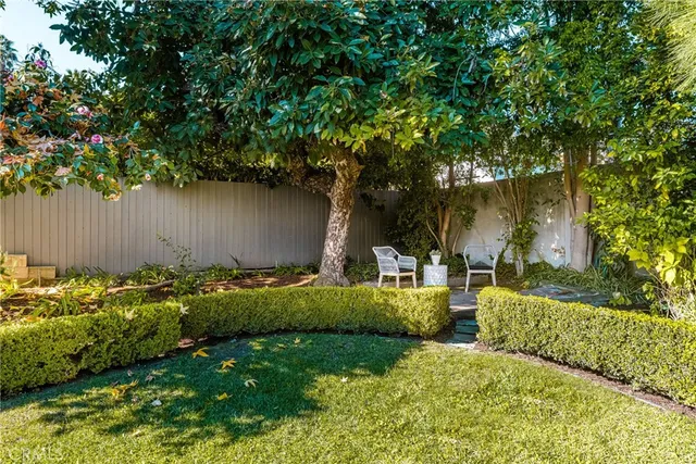 a view of garden with patio