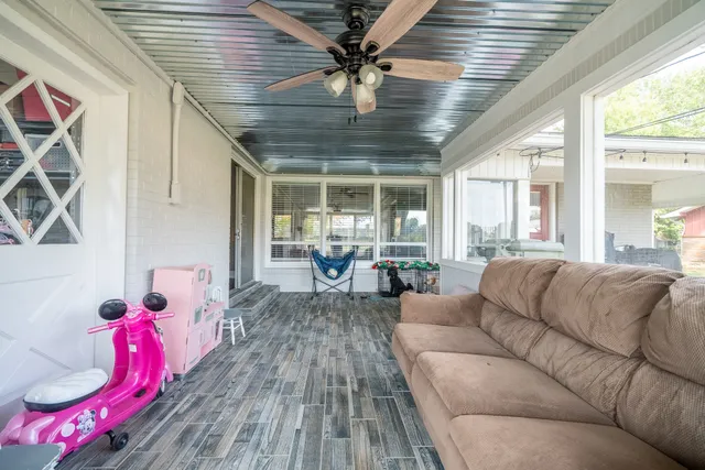 a living room with furniture