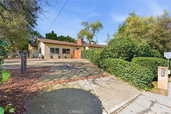 a view of a yard with a tree