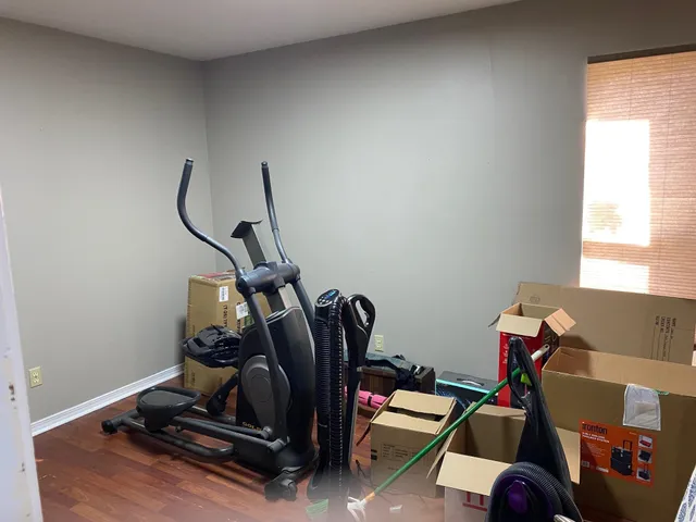 a room with gym equipment