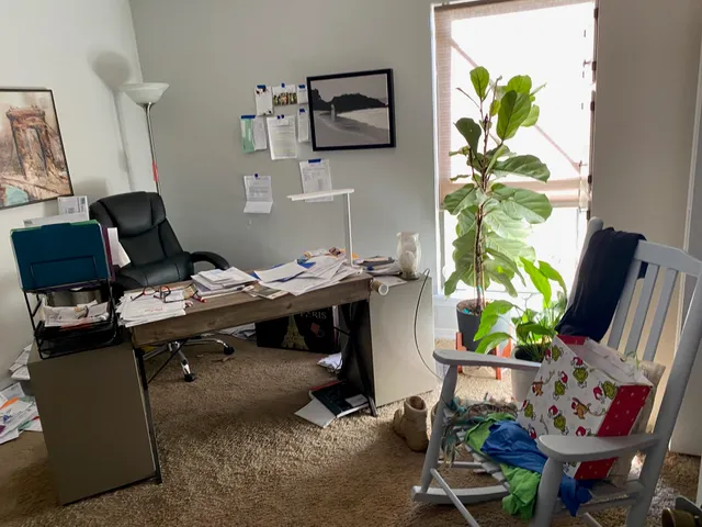 a view of workspace with lounge chair