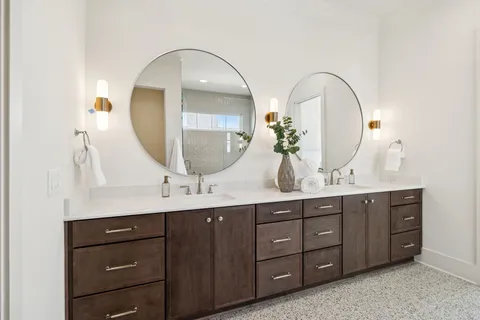 a bathroom with a bathtub and a toilet