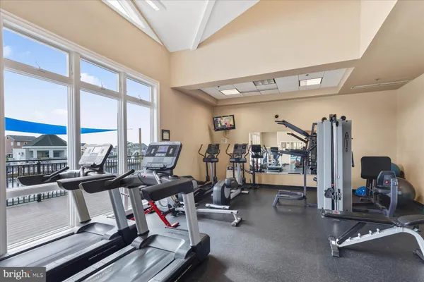 a view of a room with gym equipment