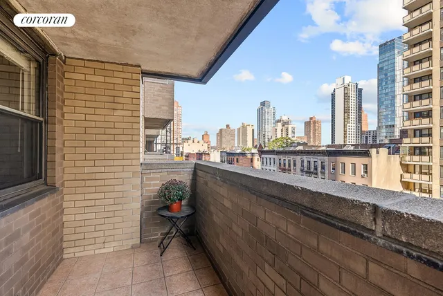 a view of a balcony with city view