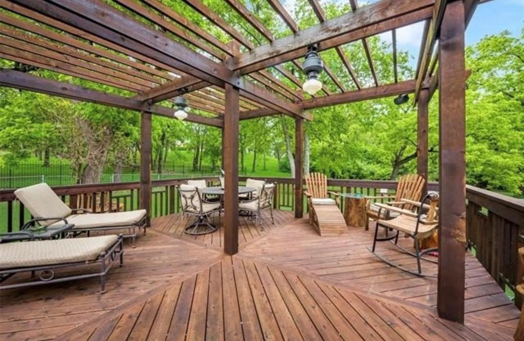 6049 West Red Bird Lane Dallas, TX 75236 - Photo 31 of 34 a view of a patio with lawn chairs and wooden floor
