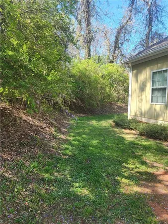 a view of a yard with a tree