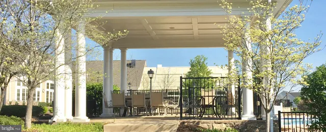 a view of a building from a chairs