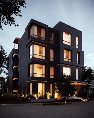 a front view of a building
