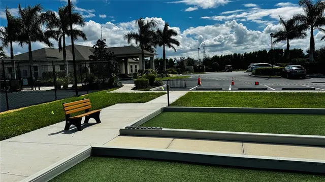 a park view of a park with slide