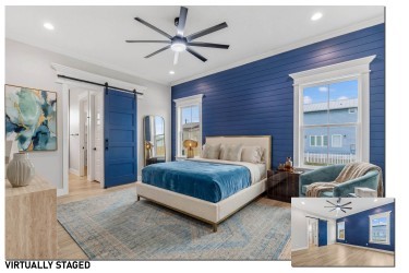 129 Frontside Drive Corpus Christi, TX 78373 - Photo 11 of 21 a bedroom with a bed a couch and a potted plant