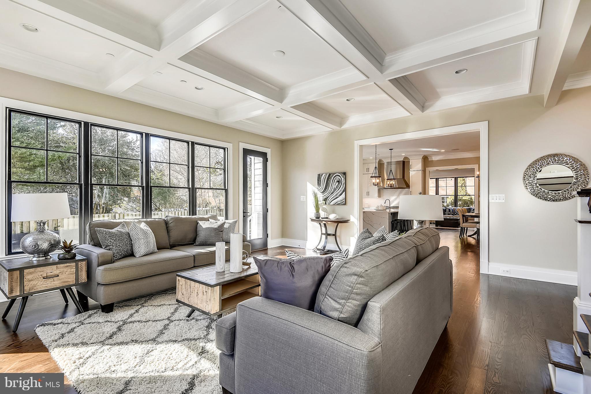 7204 Marbury Road Bethesda, MD 20817 - Photo 18 of 58 Family Room with Coffered Ceilings