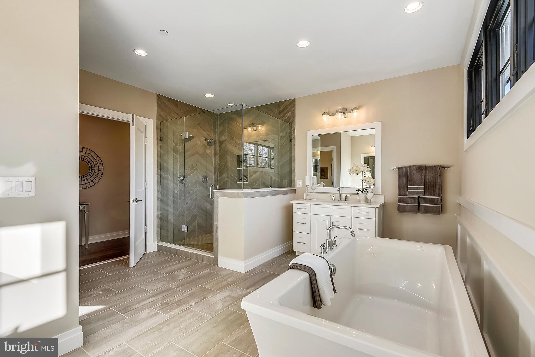 7204 Marbury Road Bethesda, MD 20817 - Photo 38 of 58 Large Glass Enclosed Shower with Two Showerheads