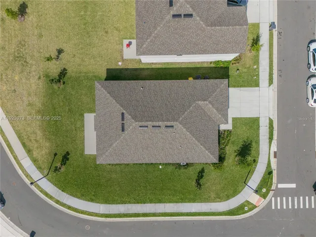 an aerial view of a house