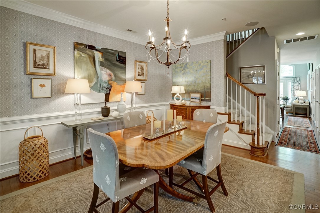 709 Chiswick Park Road Henrico, VA 23229 - Photo 11 of 47 Dining room featuring wood finished floors, stairw