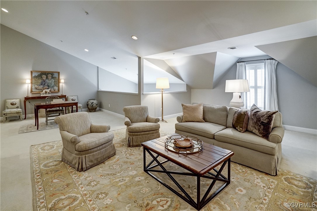709 Chiswick Park Road Henrico, VA 23229 - Photo 34 of 47 Living room featuring lofted ceiling, carpet floor