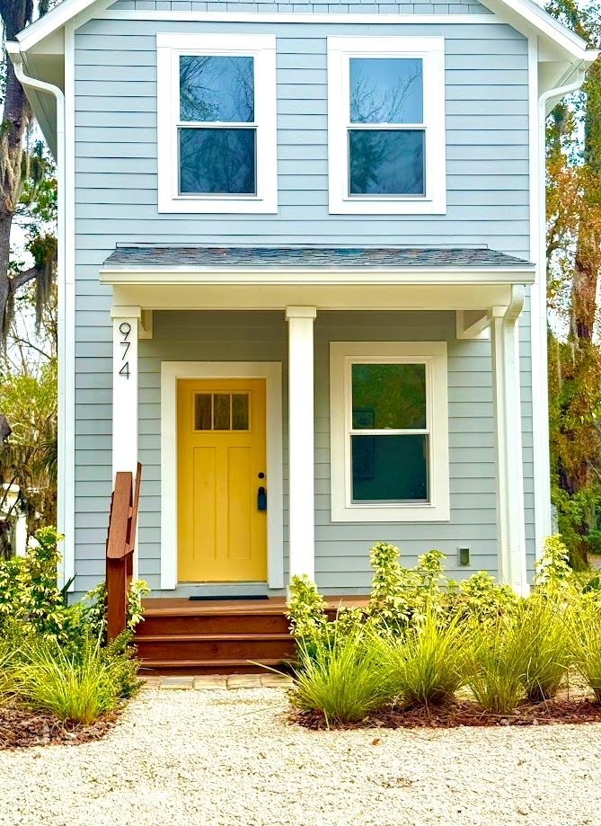 a front view of a house