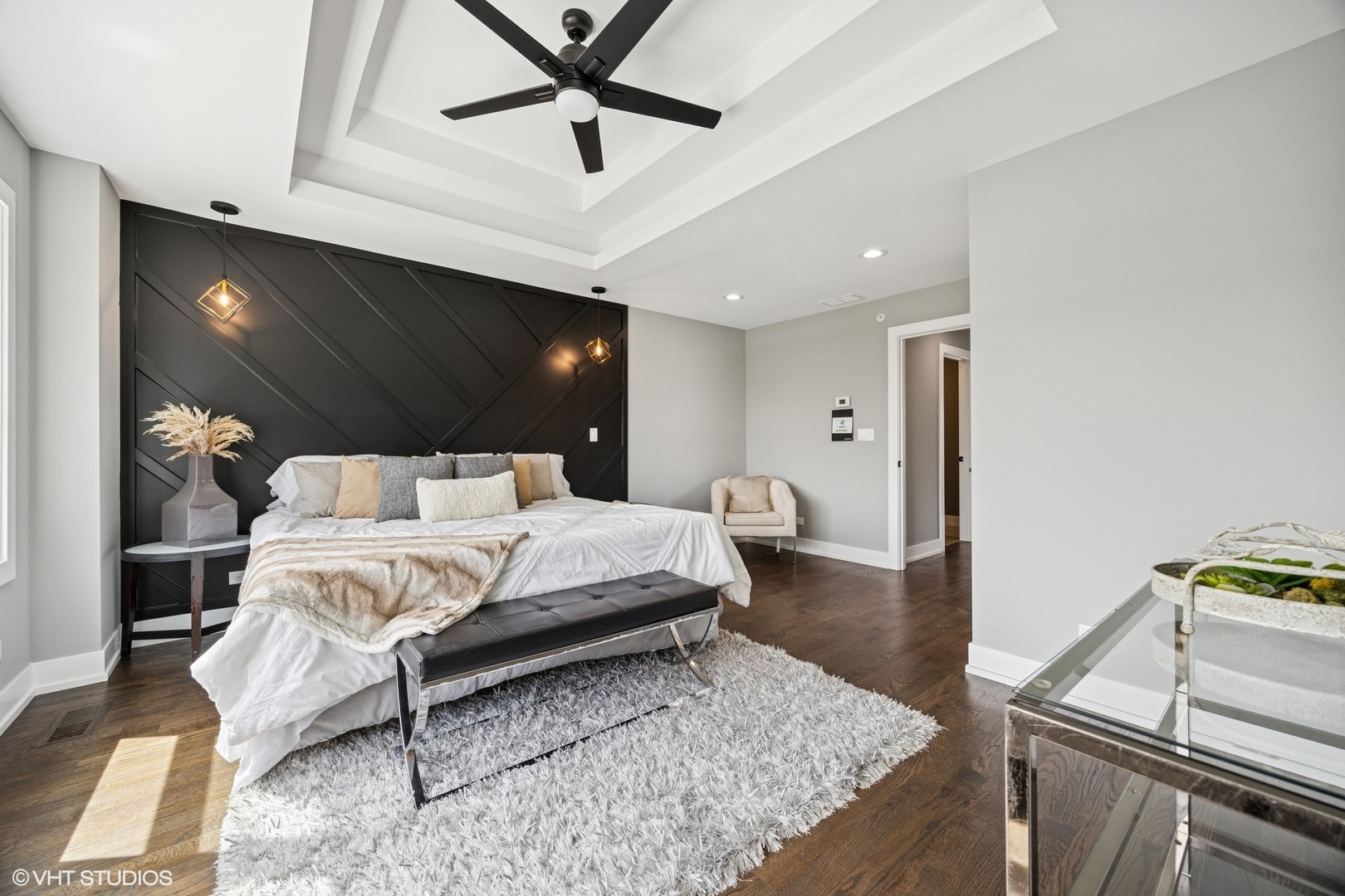 8524 Center Avenue River Grove, IL 60171 - Photo 23 of 38 a bed room with a bed and a ceiling fan