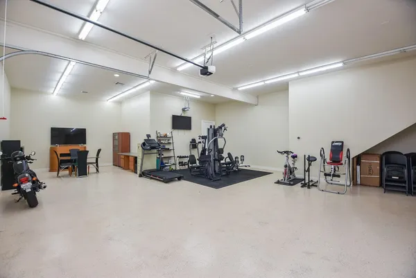 a view of a room with gym equipment