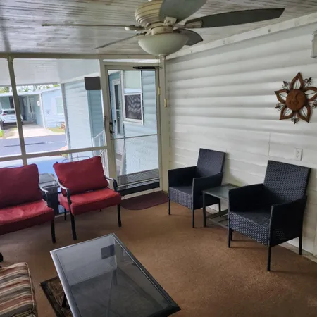 a outdoor living space with furniture