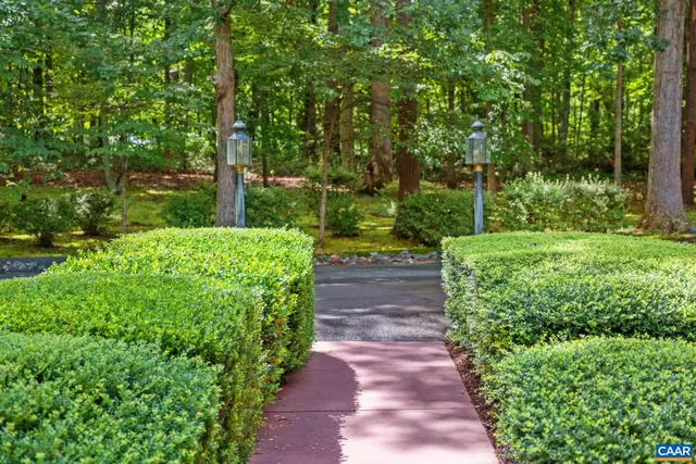 a view of a garden with pathway