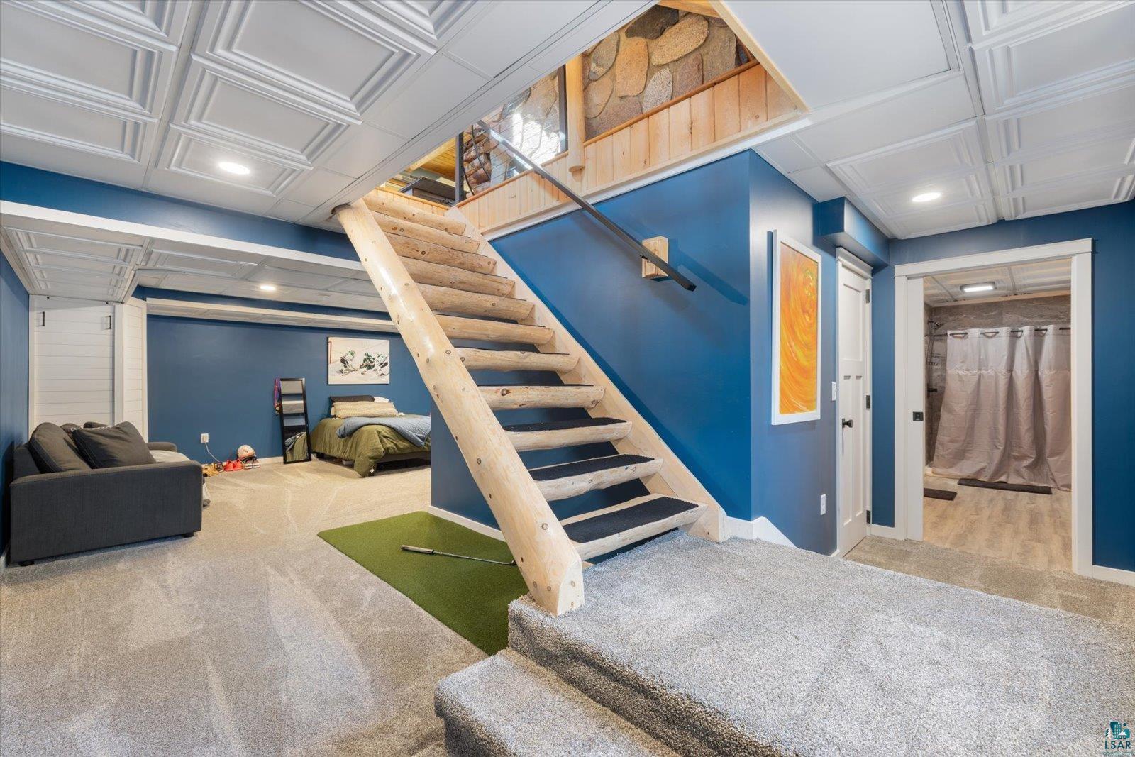 717 Bourgin Road Virginia, MN 55792 - Photo 32 of 47 Stairs with carpet floors, recessed lighting, and baseboards