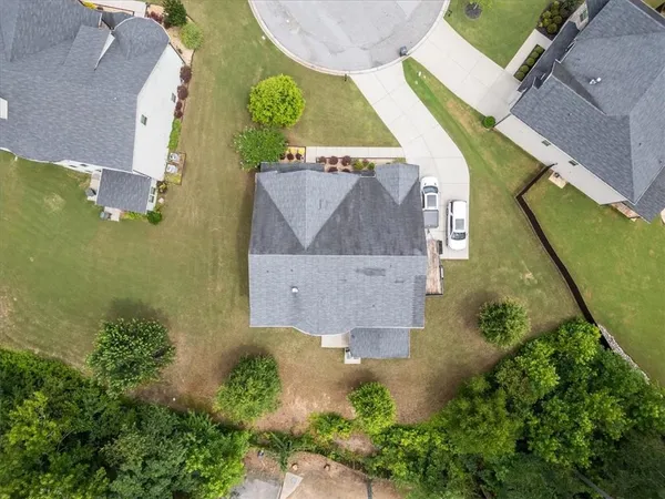 an aerial view of a house