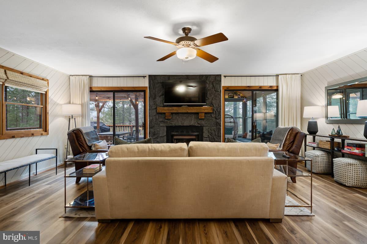 162 Forrest Street Basye, VA 22810 - Photo 22 of 41 a living room with furniture and floor to ceiling windows