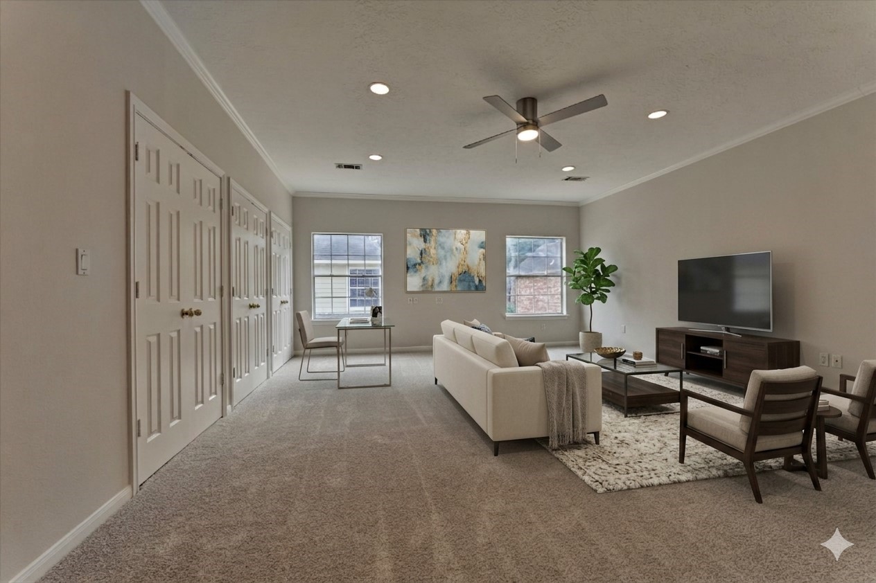 16707 Avenfield Road Tomball, TX 77377 - Photo 43 of 50 a living room with furniture and a flat screen tv
