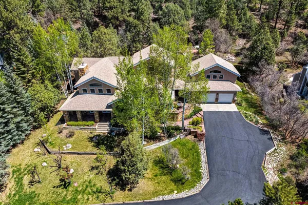 an aerial view of a house