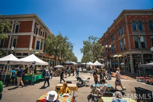 a view of a building with many windows