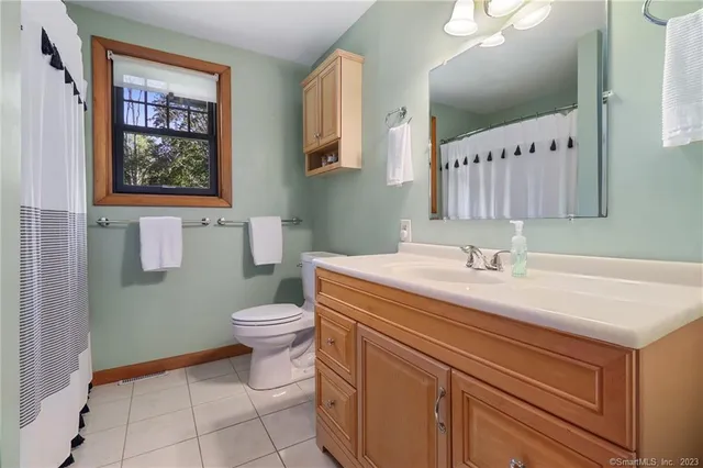 a bathroom with a sink a toilet and mirror