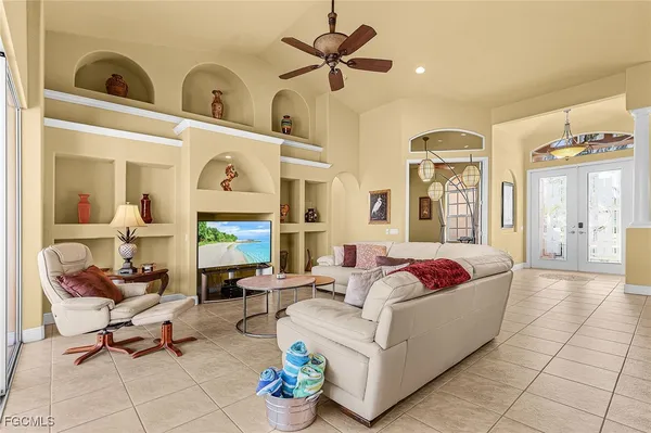 a living room with furniture