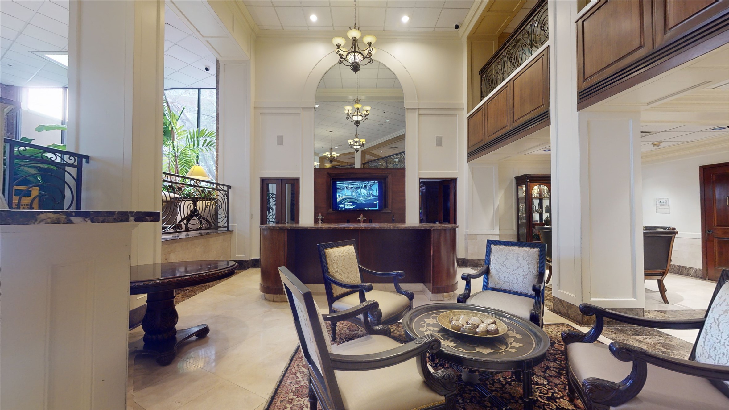 3525 Sage Road, Unit 1404 Houston, TX 77056 - Photo 30 of 36 a living room with furniture a dining table and a fireplace