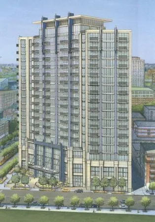 a view of a tall building