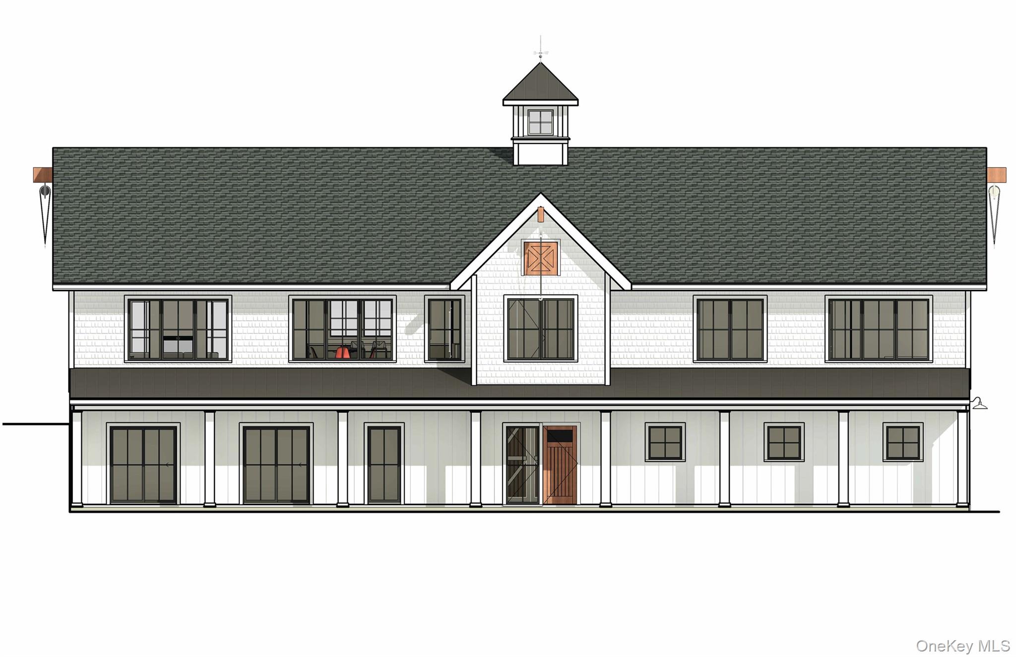 a front view of a house with a glass windows