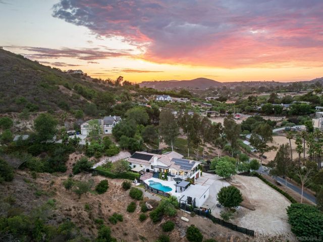 a view of a city with mountain