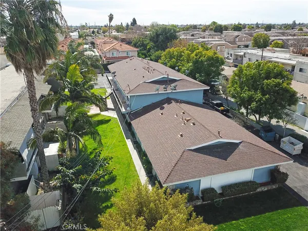 an aerial view of a house