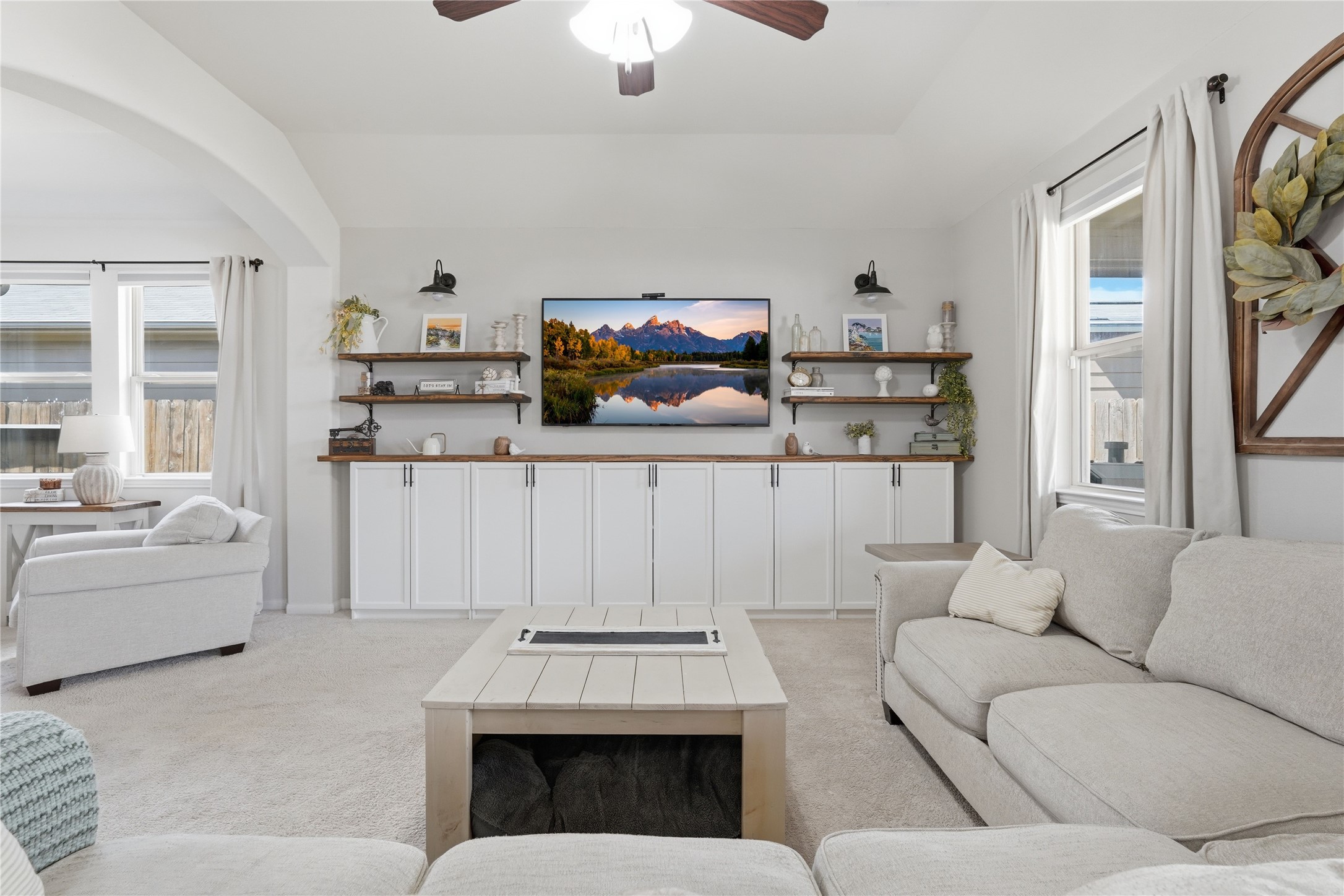 3579 Korina Way Conroe, TX 77306 - Photo 7 of 20 a living room with furniture and a fireplace