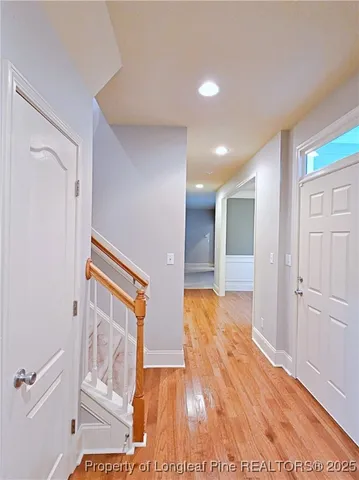 a view of entryway with wooden floor