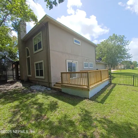 a view of deck with a lake