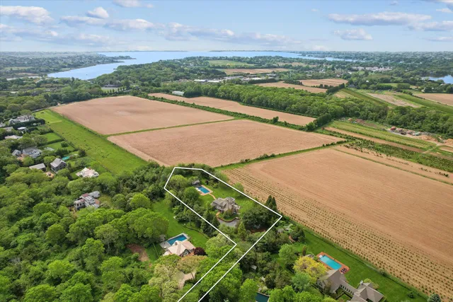 an aerial view of a house