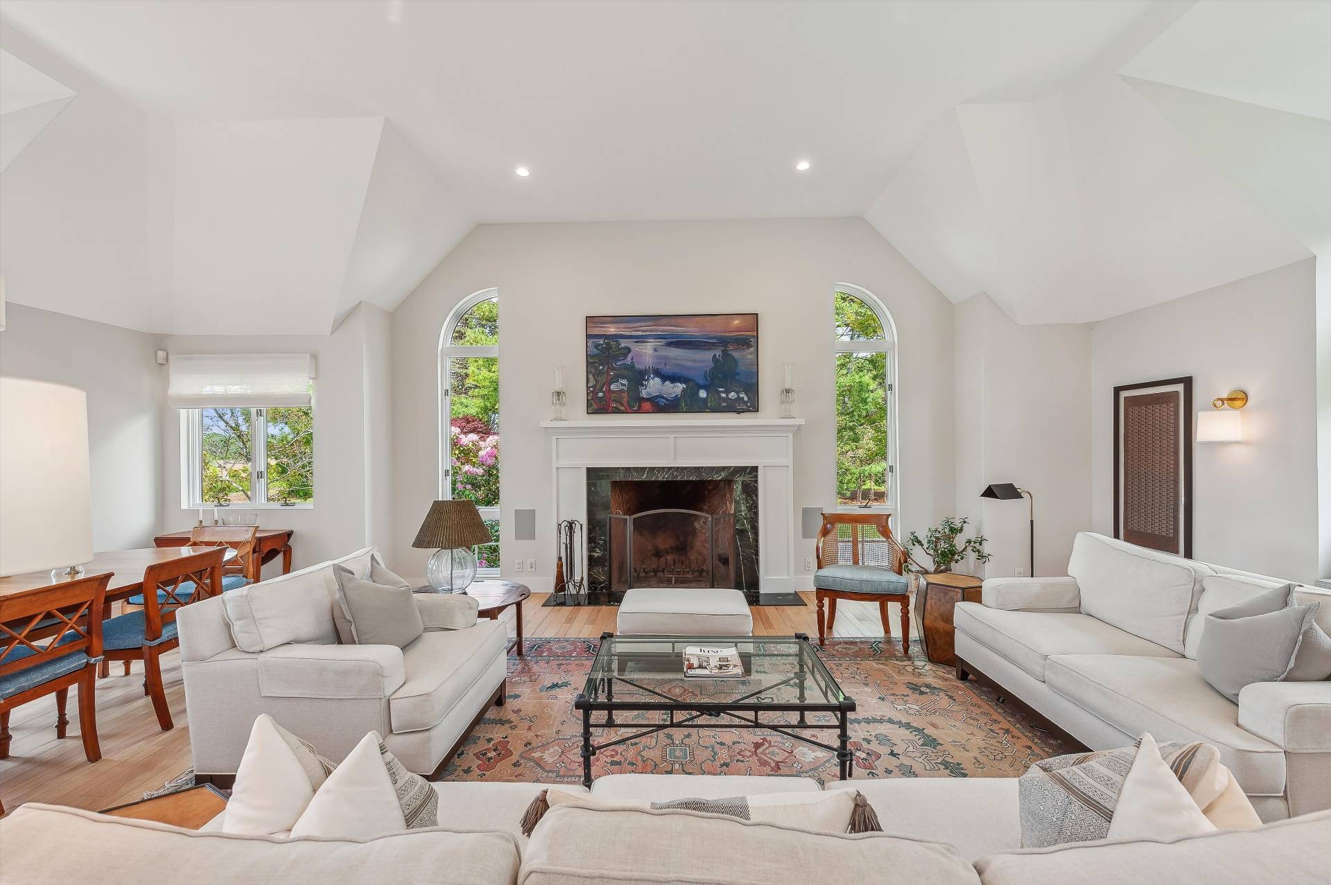 127 Narrow Lane South Water Mill, NY 11976 - Photo 7 of 37 a living room with furniture a rug and a fireplace