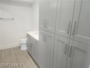 a view of a bathroom with toilet