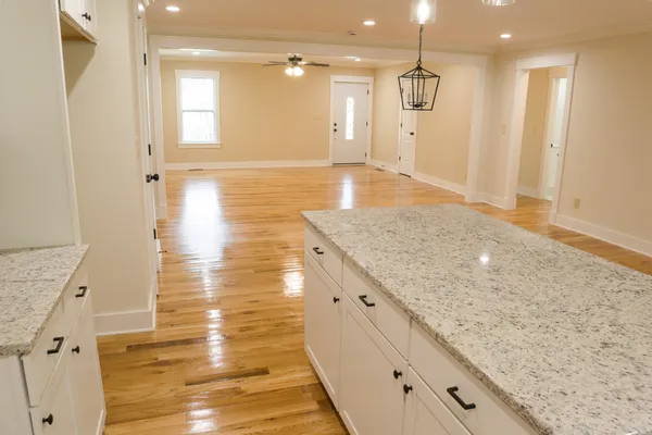 a view of a kitchen with a sink