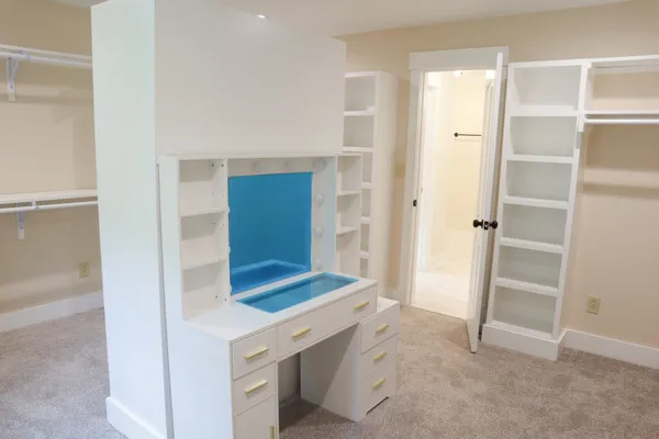 a view of an empty walk in closet