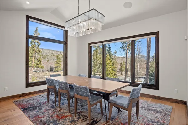 a view of dining room with furniture