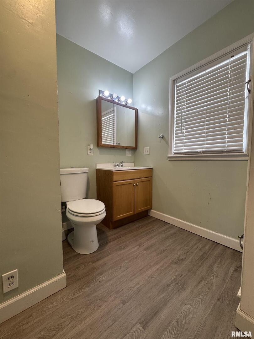 602 Washington Avenue Lowden, IA 52255 - Photo 16 of 28 a bathroom with a toilet a sink and mirror