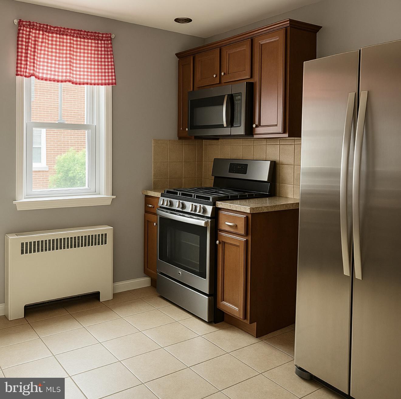 209 Glendale Road Upper Darby, PA 19082 - Photo 6 of 17 a kitchen with granite countertop a stove top oven and cabinets