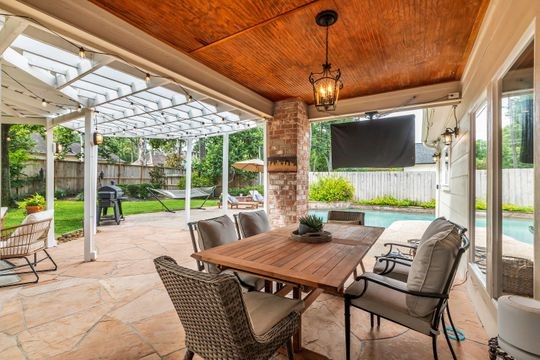 8723 Kennet Valley Road Spring, TX 77379 - Photo 29 of 38 a view of a patio with a tv